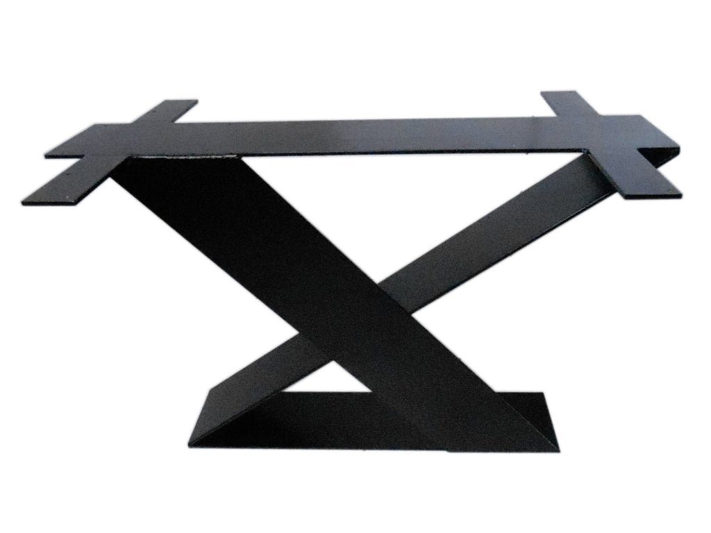 Paar TISCHBEINE aus Flacheisen in skulpturalem Design im INDUSTRIAL-Stil, Querschnitt 20x1 cm GTFPIZ-01
