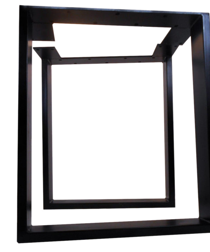 Coppia GAMBE TAVOLO stile INDUSTRIAL forma rettangolare in ferro tubolare con piastre di ancoraggio rinforzate sez. 10×3cm cod. GTFTIR-01