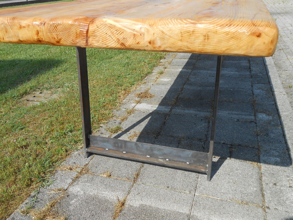 Fixed kitchen and dining table INDUSTRIAL VISSUTO style in solid wood and iron legs measures 200x100xh80 cm