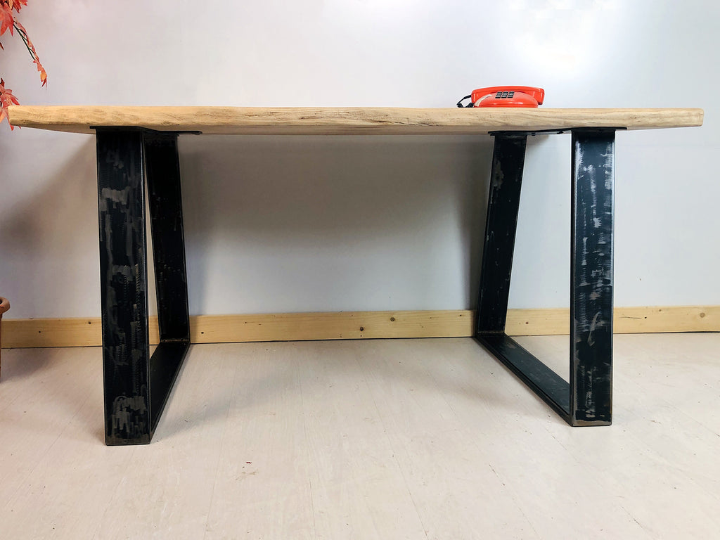 Fixed kitchen and dining table INDUSTRIAL VISSUTO style in solid wood and iron legs measures 200x100xh80 cm