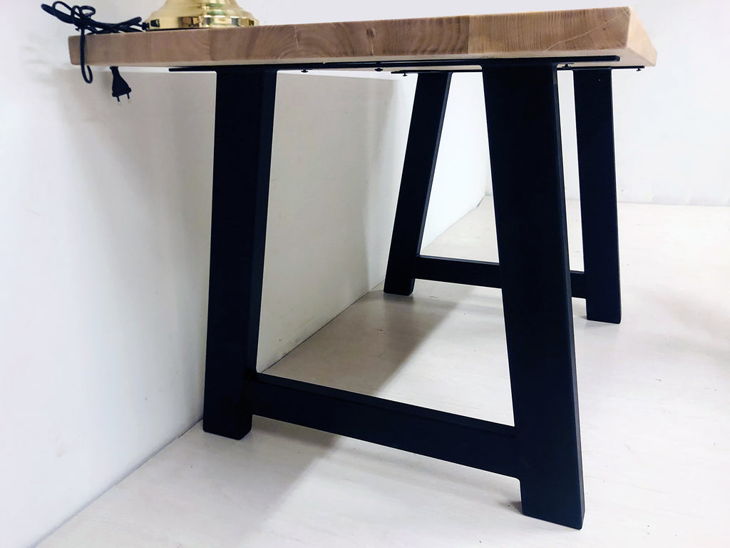 Fixed kitchen and dining table INDUSTRIAL VISSUTO style in solid wood and iron legs measures 200x100xh80 cm