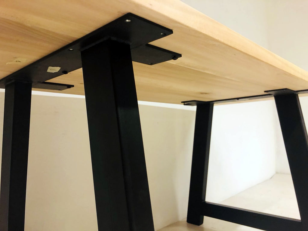 Fixed kitchen and dining table INDUSTRIAL VISSUTO style in solid wood and iron legs measures 200x100xh80 cm