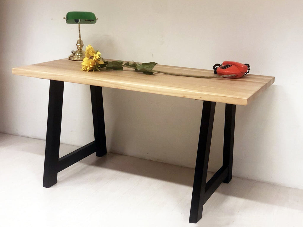 Fixed kitchen and dining table INDUSTRIAL VISSUTO style in solid wood and iron legs measures 200x100xh80 cm