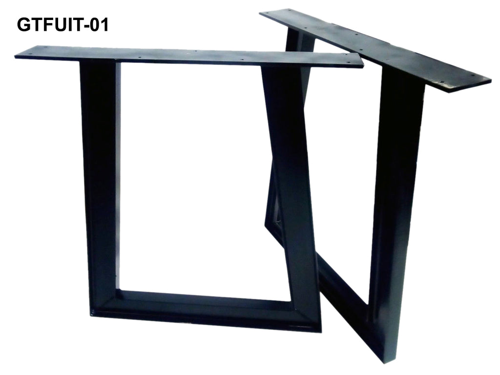 Pair of INDUSTRIAL style TABLE LEGS, trapezoidal "U" shape in solid iron, 8x4cm section, code GTFUIT-01