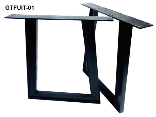 Paar TISCHBEINE im INDUSTRIAL-Stil, trapezförmig, aus Volleisen in U-Form, Querschnitt 8x4 cm, Art.-Nr. GTFUIT-01