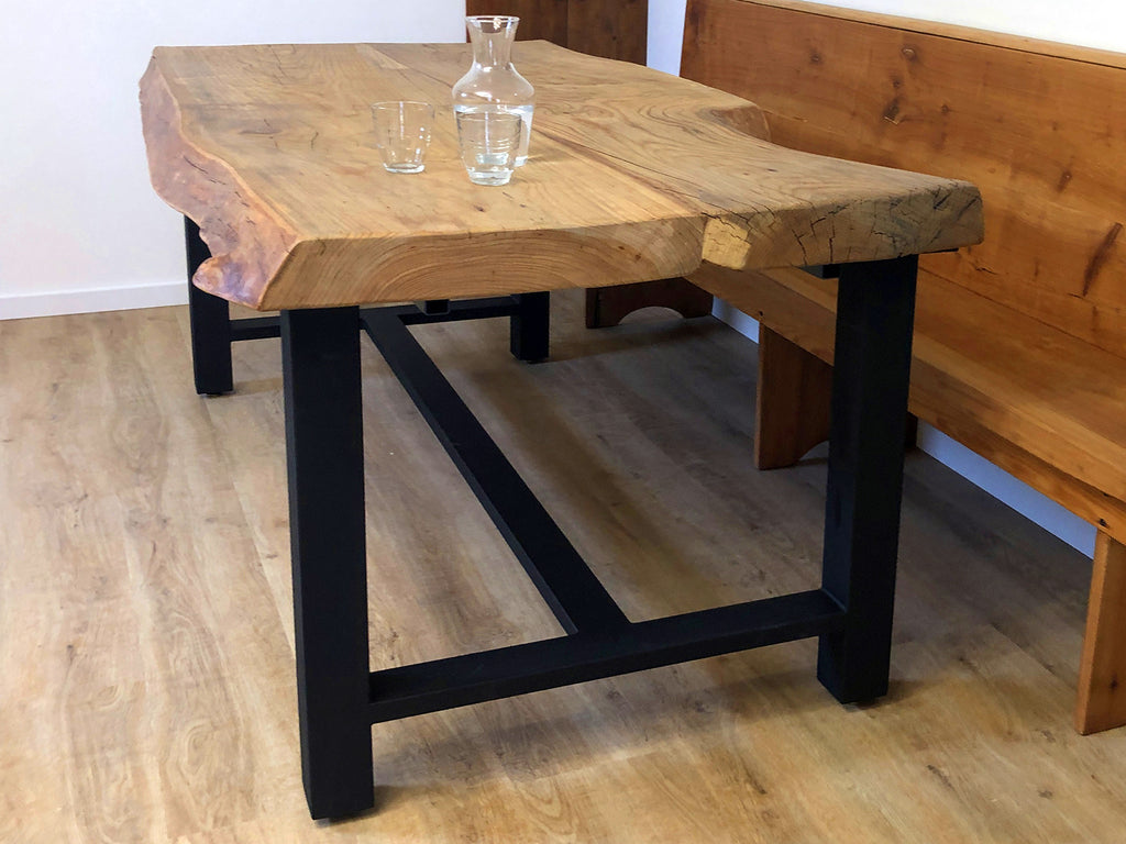 INDUSTRIAL IRON TABLE FRAME with "H" structure, made of square tubing – for tables L. 200 cm + extension – Code GTFTI-TE01