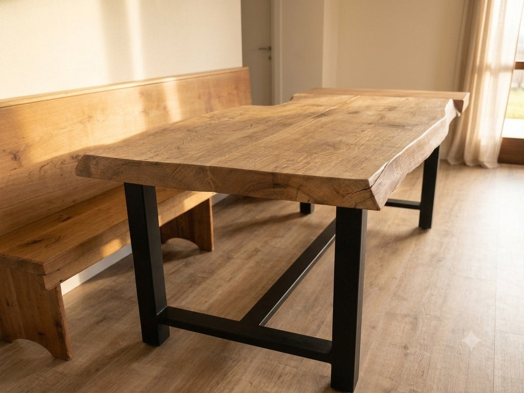 INDUSTRIAL IRON TABLE FRAME with "H" structure, made of square tubing – for tables L. 200 cm + extension – Code GTFTI-TE01