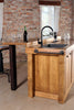 Kitchen island with INDUSTRIAL style high counter ALL in solid wood with provision for appliances 240x120xh90 cm