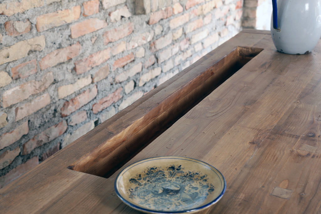 Carpenter's workbench for kitchen island furniture living room bathroom INDUSTRIAL style solid wood 2 drawers and 2 vices 170x70xh75 cm 