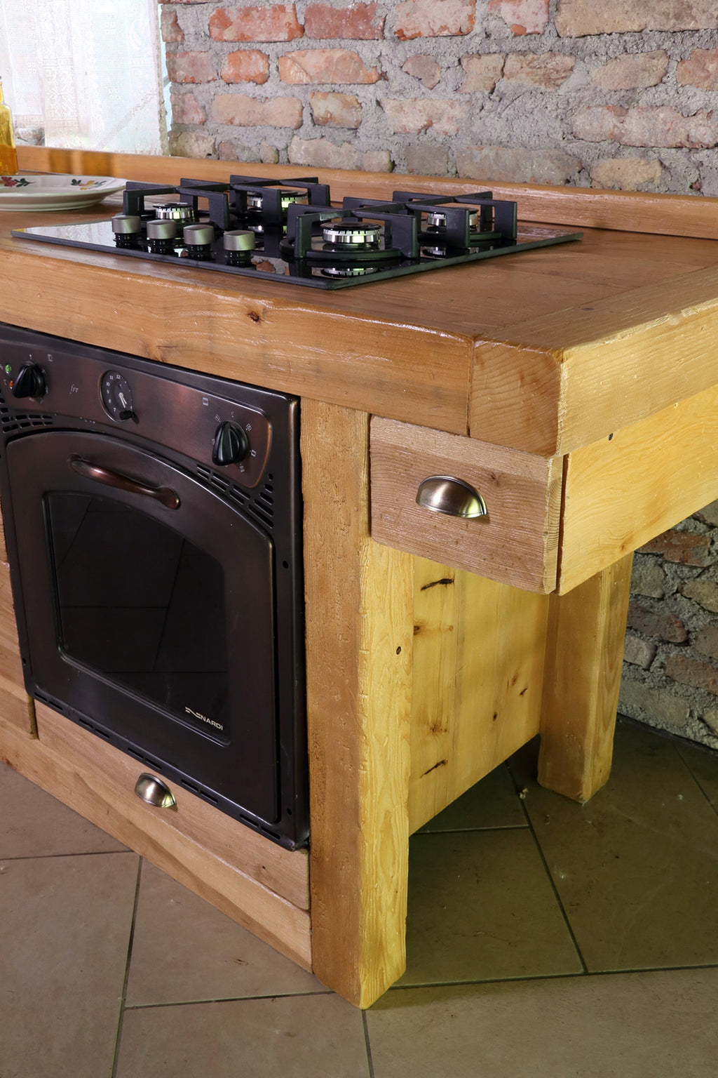 Modulo cucina legno massello colore a scelta per forno e fuochi