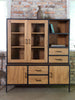Sideboard with INDUSTRIAL style display cabinet and bookcase, iron structure, solid ash doors 160x40/50xh160 cm