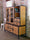 Sideboard im Industriestil mit Vitrine und Bücherregal, Eisenstruktur, Türen aus massiver Esche, 160 x 40/50 x H 160 cm