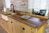 Cucina stile COUNTRY / RUSTICA frassino massello e abete con lavabo in pietra predisposizione lavastoviglie misure 280x65xh90 cm