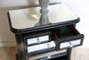 DESIGN mirrored bedside table in wood with 5 drawers and mirror covering, BLACK finish, crystal knobs and wheels 60x35xh66 cm