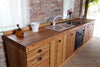 Mixed COUNTRY / RUSTIC style linear kitchen ALL in solid wood with a ruined effect, predisposition for household appliances 330x65xh87 cm