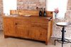 Cucina lineare con schienale rialzato stile COUNTRY / INDUSTRIAL legno massello con predisposizione lavello 180x65xh85 cm