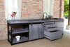 INDUSTRIAL style linear kitchen, structure in iron and solid wood, concrete finish, measures 320x60xh90 cm