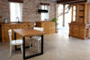Cucina lineare 185+125x65xh85 cm + Credenza / Vetrina + tavolo stile INDUSTRIAL / COUNTRY in legno massello predisposizione elettrodomestici