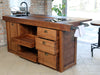 Isola Cucina con bancone da BAR stile INDUSTRIAL legno massello predisposizione elettrodomestici sgabello opzionale 200x100xh100 cm