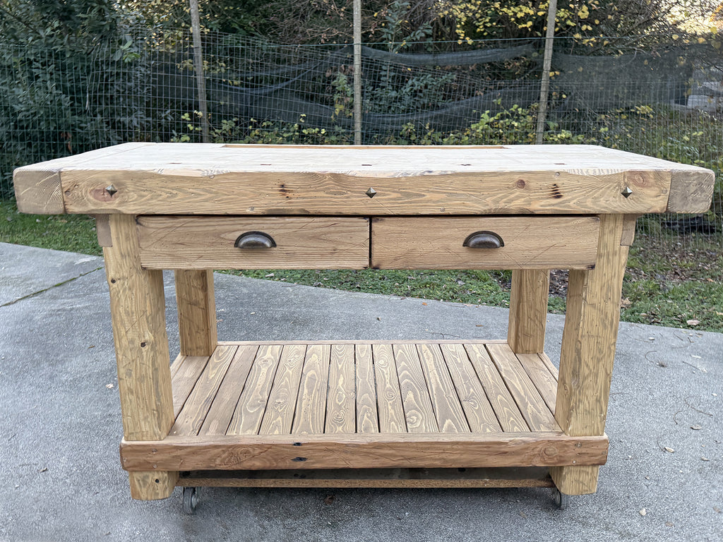 Isola Cucina | Consolle stile Banco da  Falegname RUSTICO mod. Tiziano in legno massello 150x63xh95cm