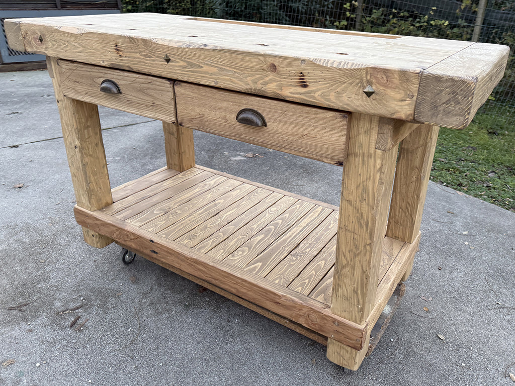 Isola Cucina | Consolle stile Banco da  Falegname RUSTICO mod. Tiziano in legno massello 150x63xh95cm