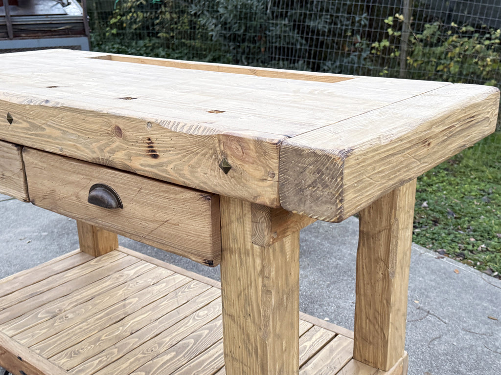 Isola Cucina | Consolle stile Banco da  Falegname RUSTICO mod. Tiziano in legno massello 150x63xh95cm