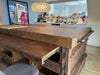 Isola Cucina AMBURGO stile INVECCHIATO | ROVINATO | INDUSTRIAL in legno massello con piano estraibile 230x130xH90cm SU MISURA