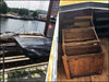 Isola Cucina BARCA in stile INDUSTRIAL in legno massello +2 lavelli e rubinetto senza elettrodomestici misure 200x120xh100 cm