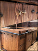 Isola Cucina BARCA in stile INDUSTRIAL in legno massello +2 lavelli e rubinetto senza elettrodomestici misure 200x120xh100 cm