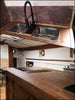Isola Cucina BARCA in stile INDUSTRIAL in legno massello +2 lavelli e rubinetto senza elettrodomestici misure 200x120xh100 cm