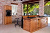 Isola Cucina con bancone BAR 240x80xh90 cm + colonna 60x70xh210 cm stile COUNTRY legno massello predisposizione elettrodomestici