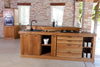 Isola Cucina con bancone BAR 240x80xh90 cm + colonna 60x70xh210 cm stile COUNTRY legno massello predisposizione elettrodomestici