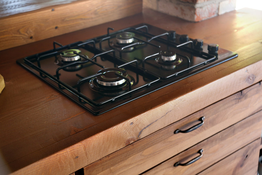 Isola Cucina con bancone BAR 240x80xh90 cm + colonna 60x70xh210 cm stile COUNTRY legno massello predisposizione elettrodomestici