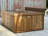 Kitchen island with INDUSTRIAL style BAR counter in solid wood, provision for appliances, optional stool 200x100xh100 cm