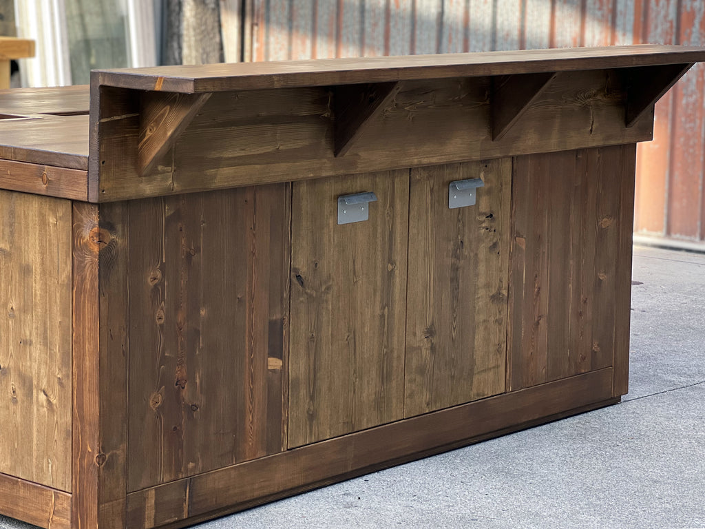 Kitchen island with INDUSTRIAL style BAR counter in solid wood, provision for appliances, optional stool 200x100xh100 cm