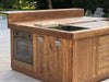 Kitchen island with INDUSTRIAL style BAR counter in solid wood, provision for appliances, optional stool 200x100xh100 cm