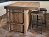 Isola Cucina con piano snack a sbalzo in stile INDUSTRIAL mod. PATRIZIA in legno massello e sgabelli opzionali misure 140x110xh90 cm