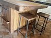 Isola Cucina con piano snack a sbalzo in stile INDUSTRIAL mod. PATRIZIA in legno massello e sgabelli opzionali misure 140x110xh90 cm