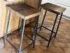 Isola Cucina con piano snack a sbalzo in stile INDUSTRIAL mod. PATRIZIA in legno massello e sgabelli opzionali misure 140x110xh90 cm