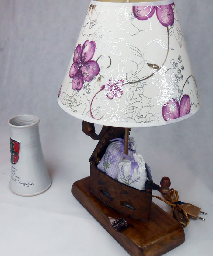 Abat jour Abasciur Handcrafted table lamp INDUSTRIAL style wooden base and SESSOLA + Edison light 40W 19x21xh48 cm our production