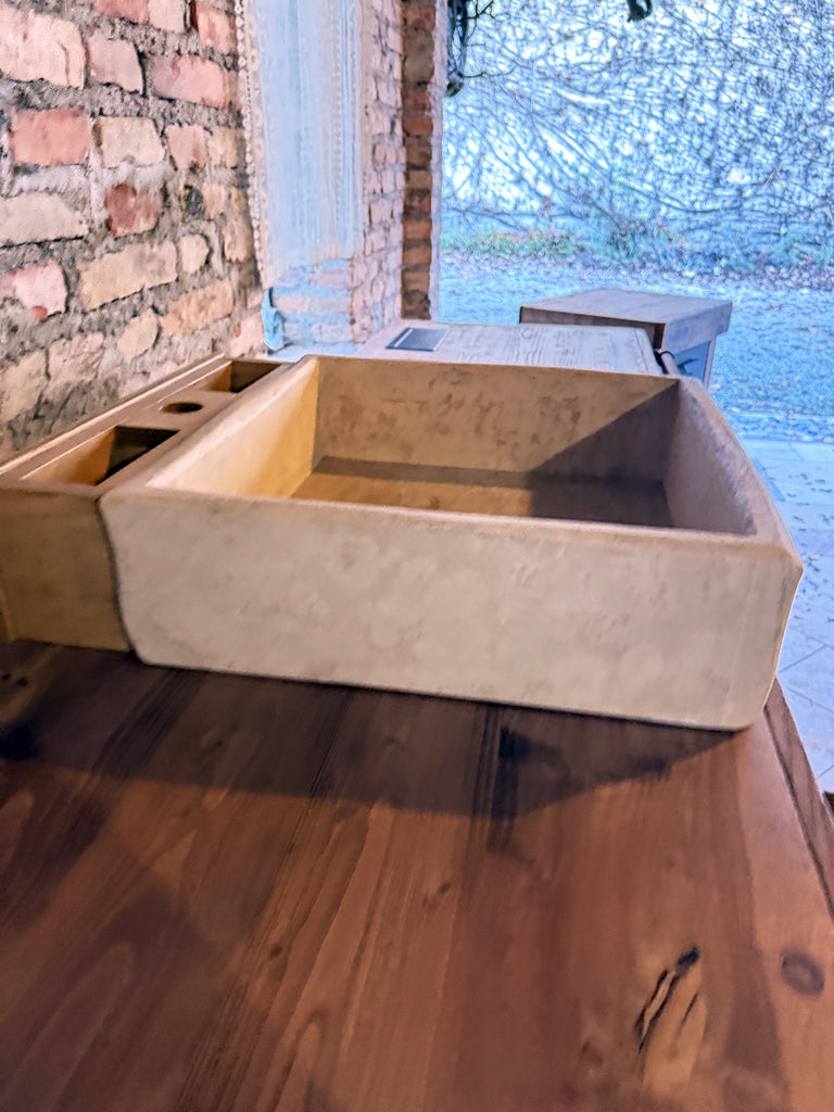 Mini Cucina ERIKA accessoriata in legno massello – Stile Banco Falegname Industrial, misure personalizzabili (240×65×94 cm)