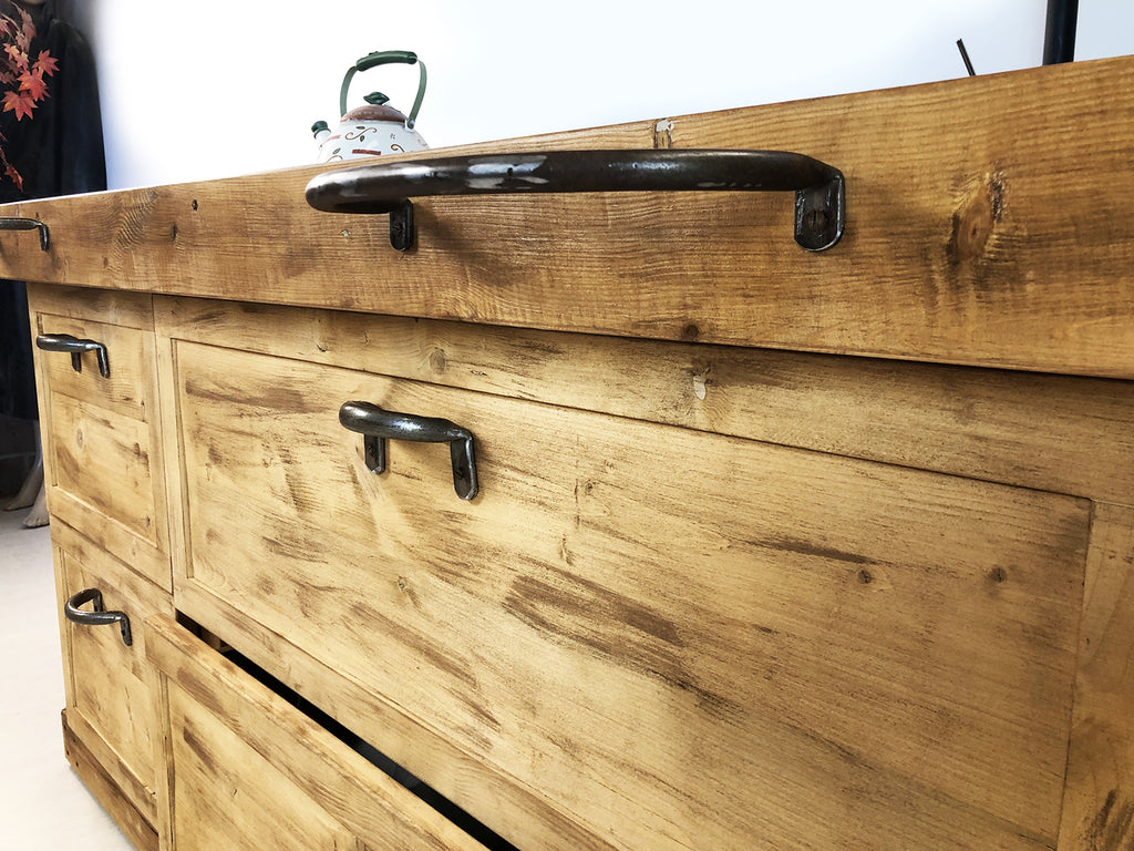 Mini kitchen COUNTRY / INDUSTRIAL style in solid wood complete with sink and mixer and hob included 160x65xh90 cm