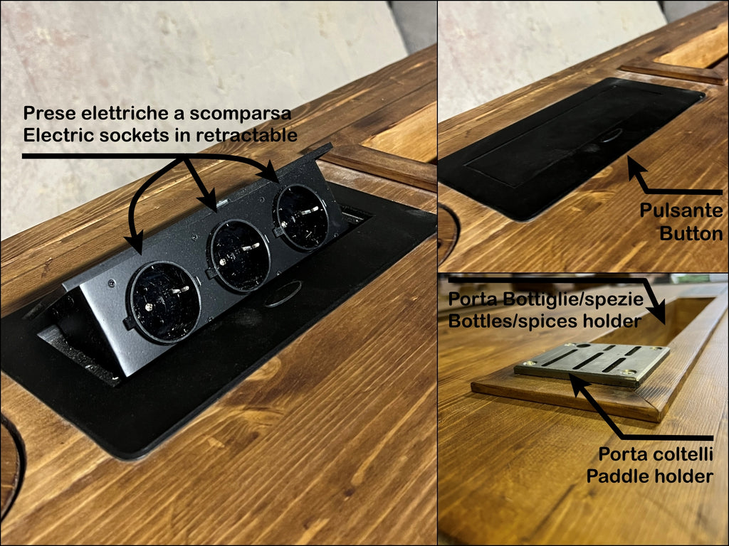 Mini cucina accessoriata modello MARVIN 2 stile INDUSTRIAL in legno massello misure 180x63xh90cm