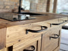 Mini Cucina modello MARIE stile COUNTRY / INDUSTRIAL in legno massello con tavolo a ribalta completa di lavello miscelatore piano cottura inclusi 120+60x70xh90 cm