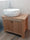 Mobile bagno di DESIGN Obliquo in legno massello Lavabo ovale in pietra bianca OPZIONALE misure 80x50xh70+20cm