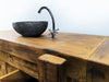 Banco da Falegname per arredo bagno legno massello finitura noce lavabo e rubinetto opzionali 130x55h80cm SU MISURA