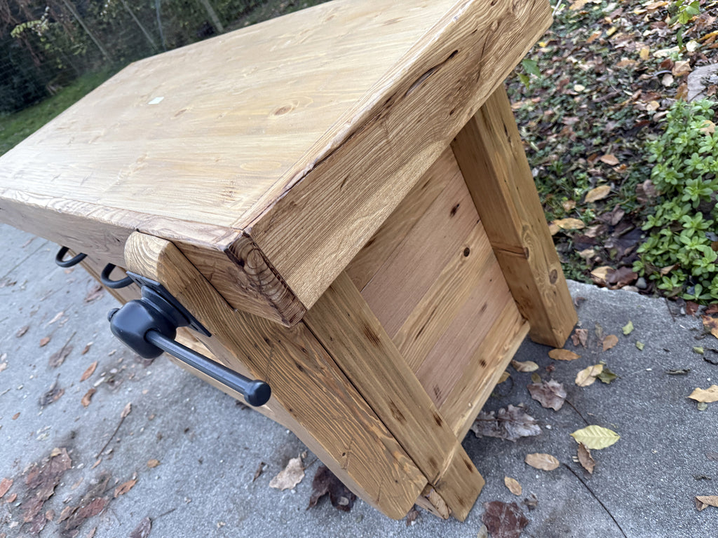 Badezimmerschrank Valentina im Industriestil aus Massivholz + Waschbecken und Wasserhahn aus Stein, Spiegel und Toilettenpapierhalter optional, Maße 110 x 60 x H72 + 15 cm