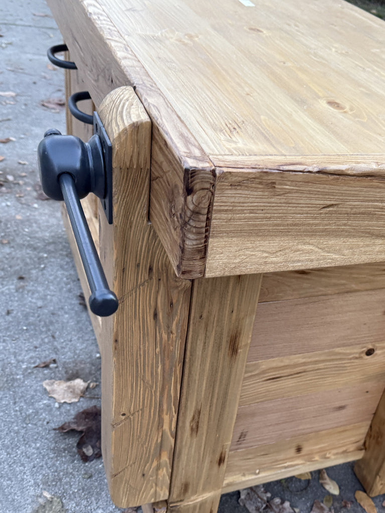 GRETA multifunctional solid wood living room/island/hallway unit – carpenter's bench style, handcrafted and customizable