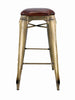 Sgabello alto H. 77 cm tipo BAR PUB stile INDUSTRIAL in metallo e seduta in ecopelle – finitura ottone anticato