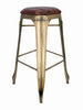 Sgabello alto H. 77 cm tipo BAR PUB stile INDUSTRIAL in metallo e seduta in ecopelle – finitura ottone anticato